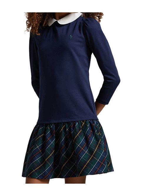 Abito da bambina con gonna a quadri, colore cruise navy. POLO RALPH LAUREN | 313979049001